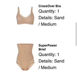 Honeylove crossover bra and superpower brief M sand
